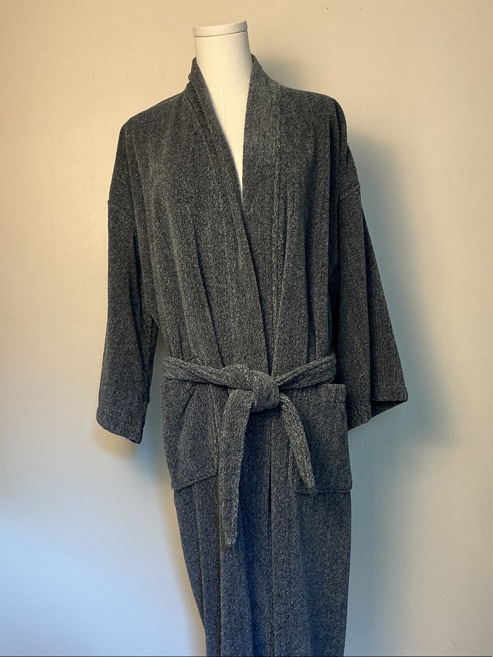 TJ Lawford Genuine Vintage Turkish Terry Cloth Gray Plush Robe & Belt OS
